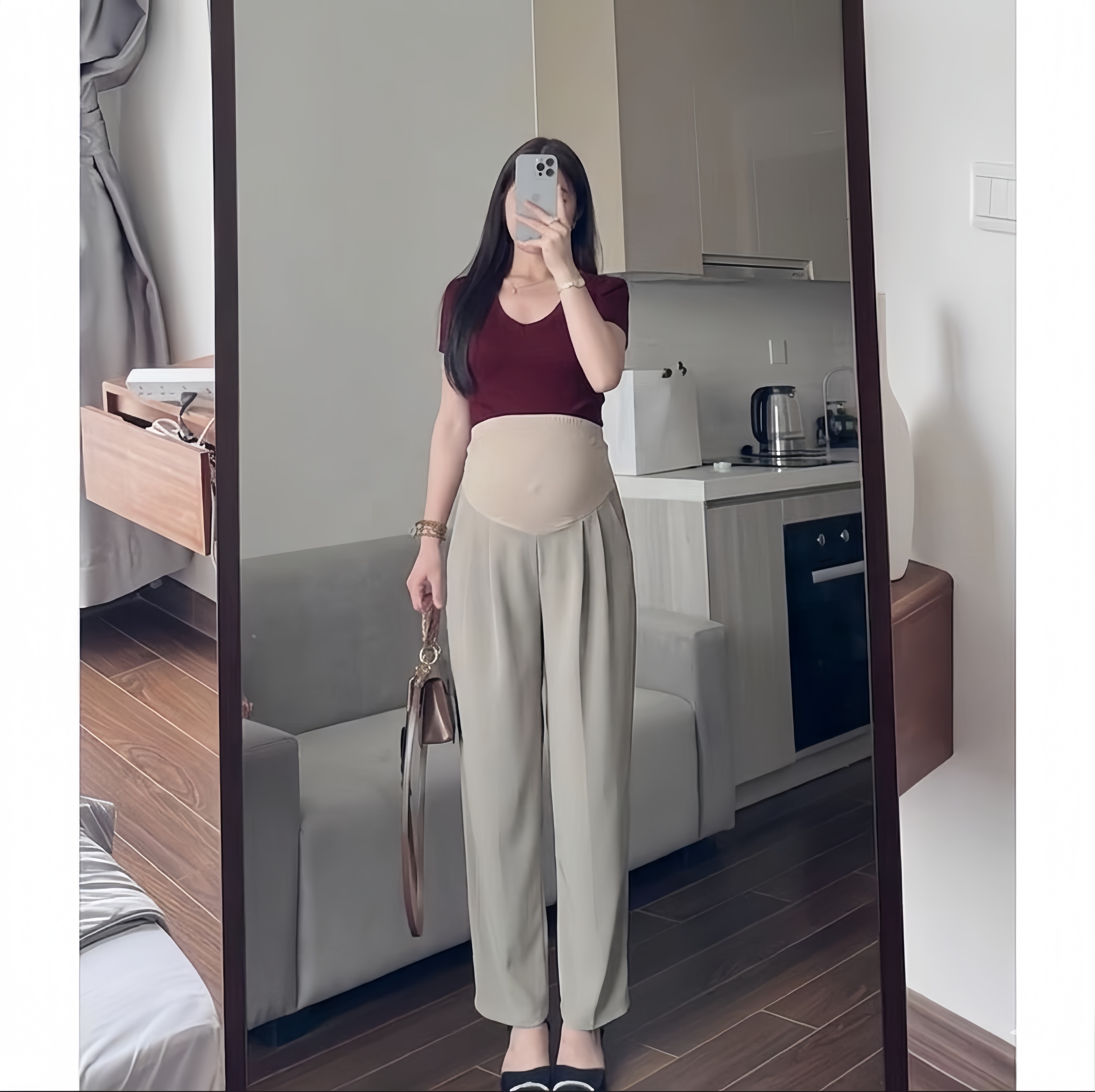 Quần bầu công sở dáng Baggy dáng suông chất Gold mềm mượt đứng dáng - 3