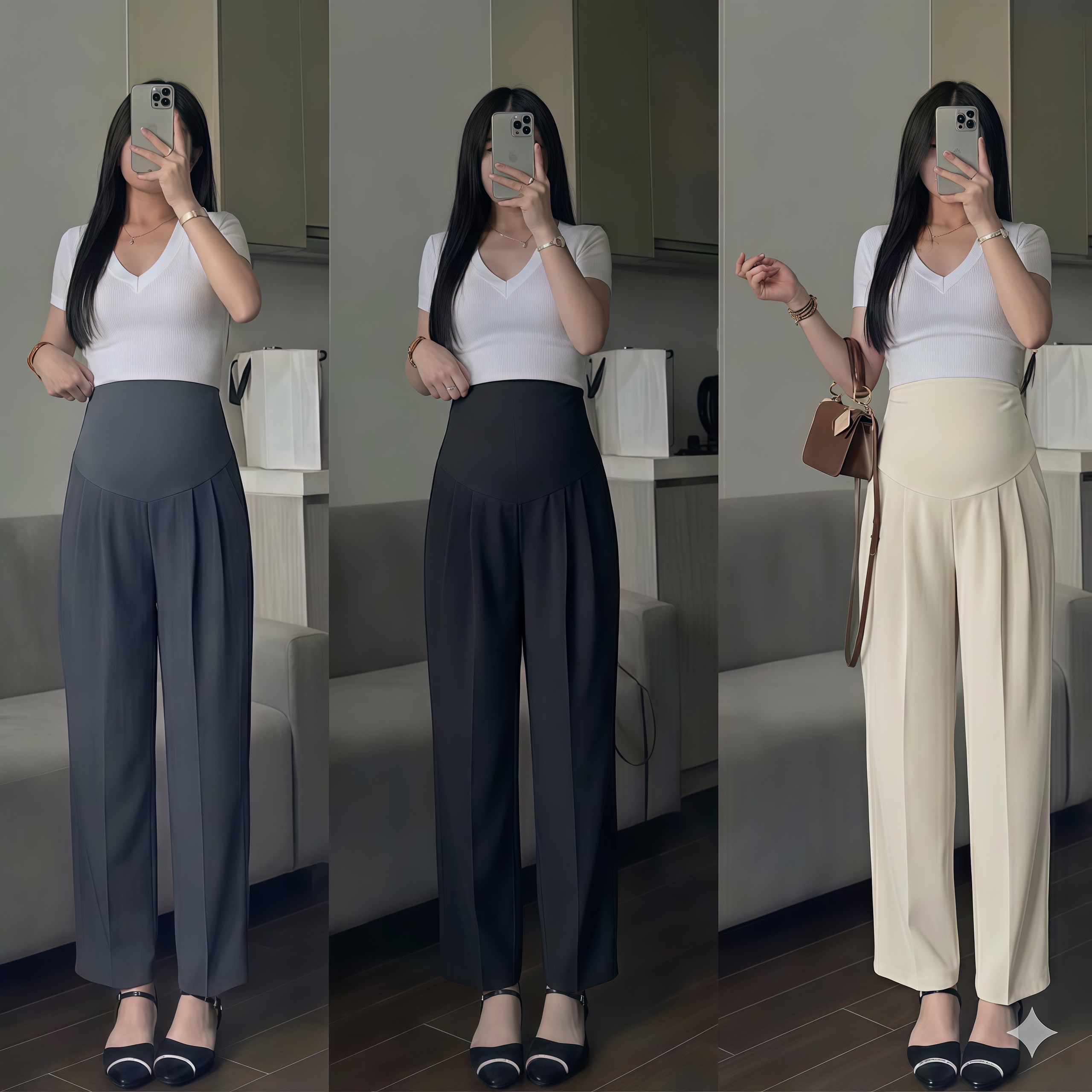 Quần bầu công sở dáng Baggy dáng suông chất Gold mềm mượt đứng dáng